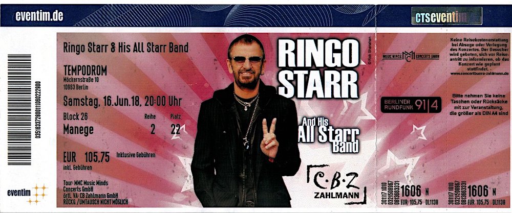 2018 Ringo Starr in Berlin The songs they were singing
